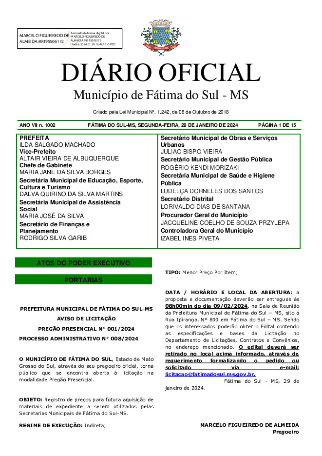 Diário Oficial - Edição nº 1002