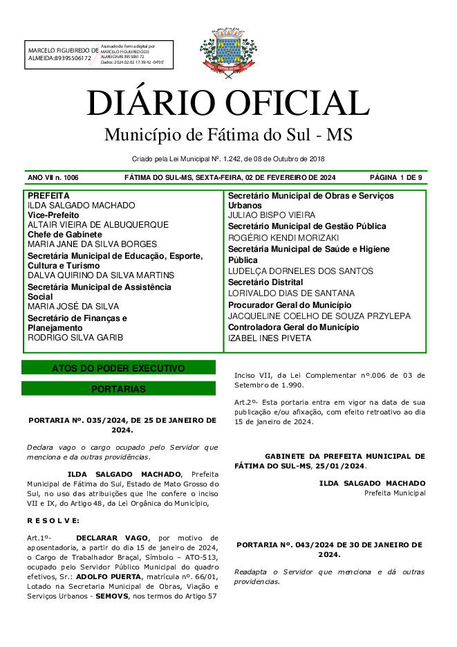 Diário Oficial - Edição nº 1006