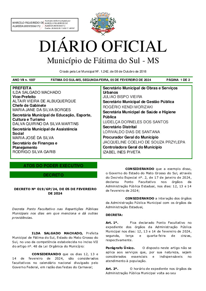 Diário Oficial - Edição nº 1007