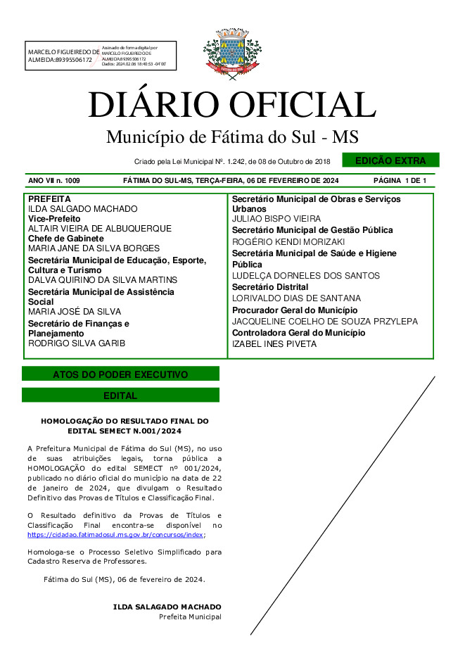 Diário Oficial - Edição nº 1009