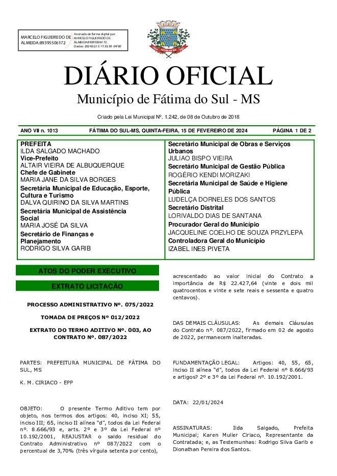 Diário Oficial - Edição nº 1013