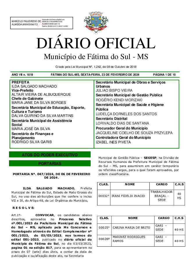 Diário Oficial - Edição nº 1019