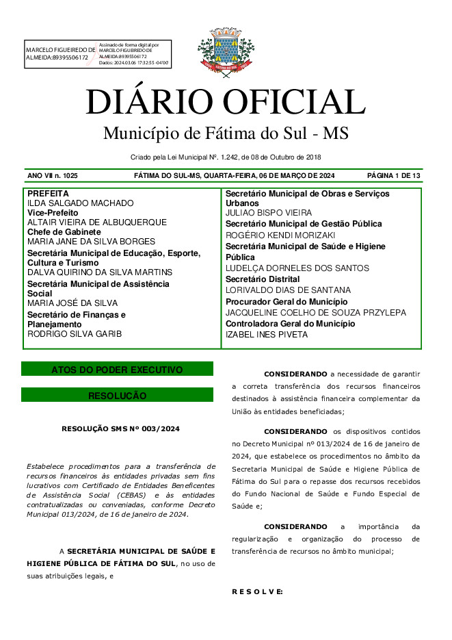 Diário Oficial - Edição nº 1025