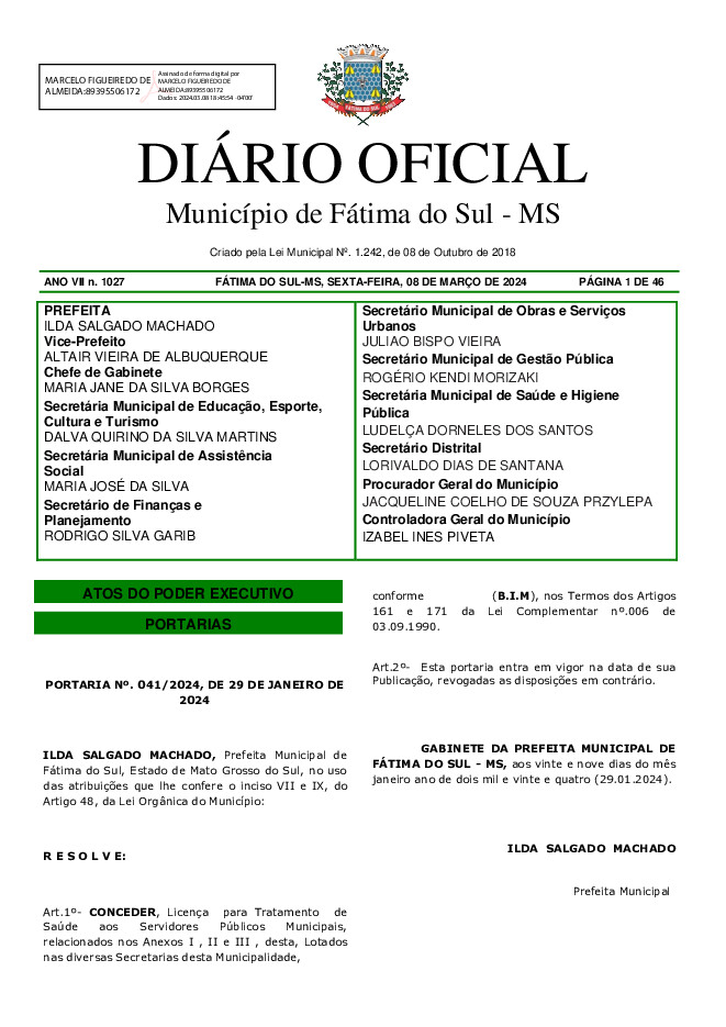 Diário Oficial - Edição nº 1027