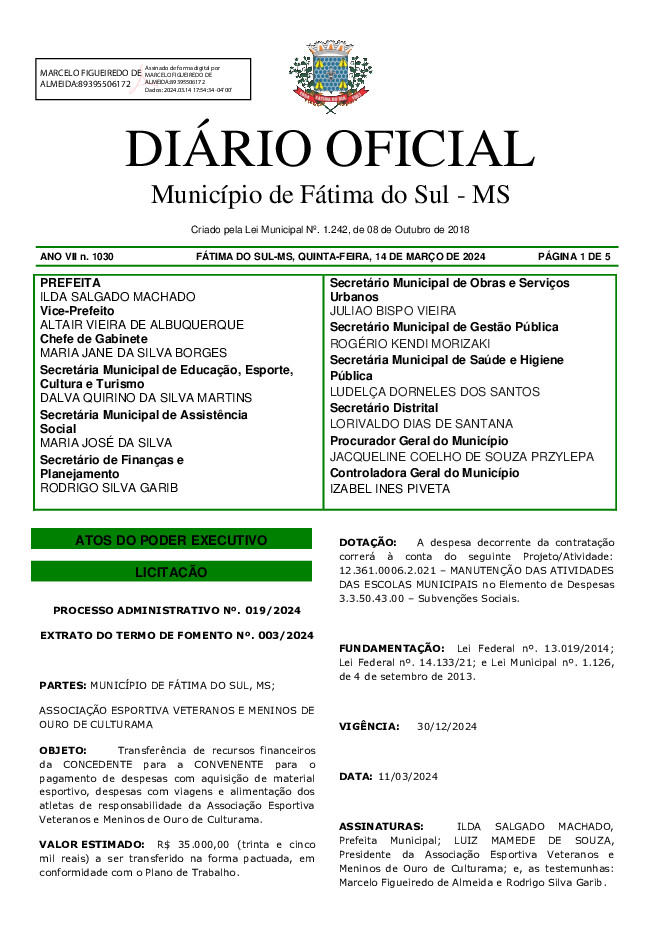 Diário Oficial - Edição nº 1030