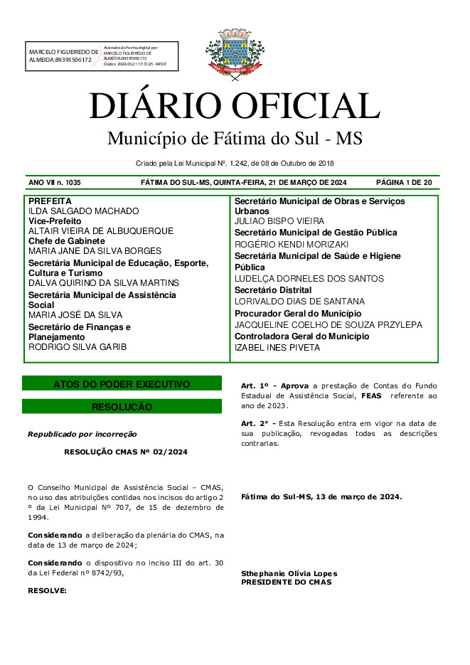 Diário Oficial - Edição nº 1035