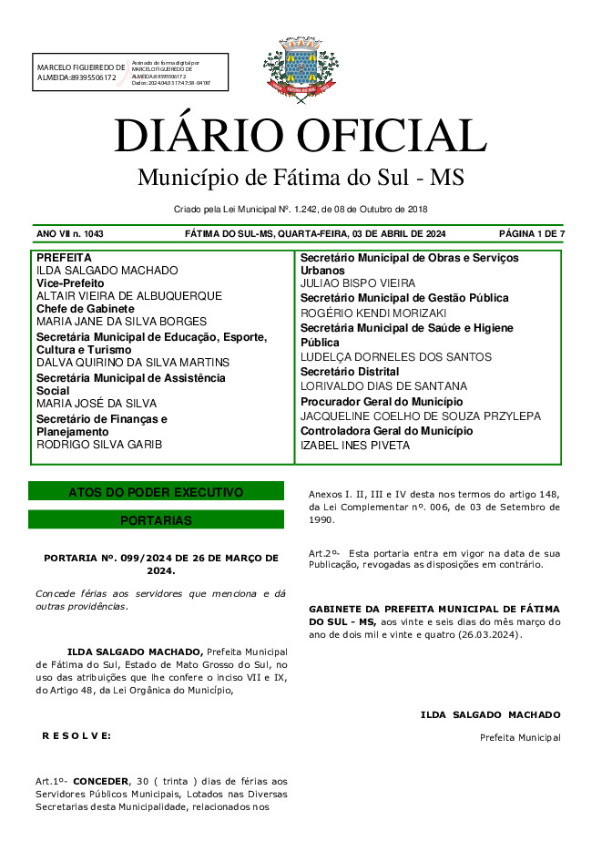 Diário Oficial - Edição nº 1043