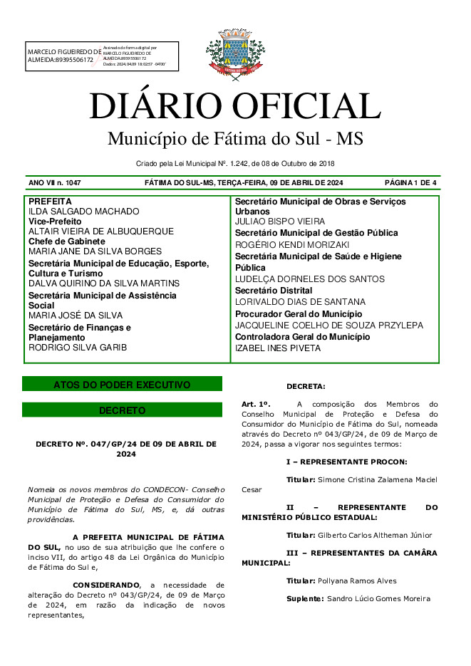 Diário Oficial - Edição nº 1047