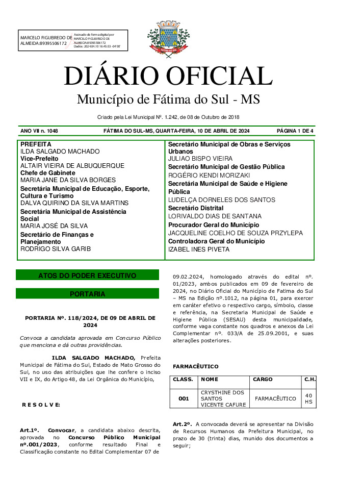 Diário Oficial - Edição nº 1048