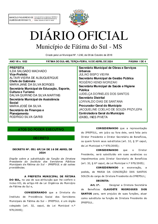 Diário Oficial - Edição nº 1052