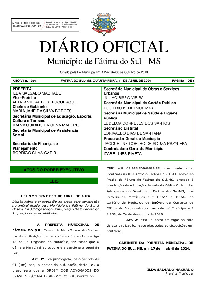 Diário Oficial - Edição nº 1053