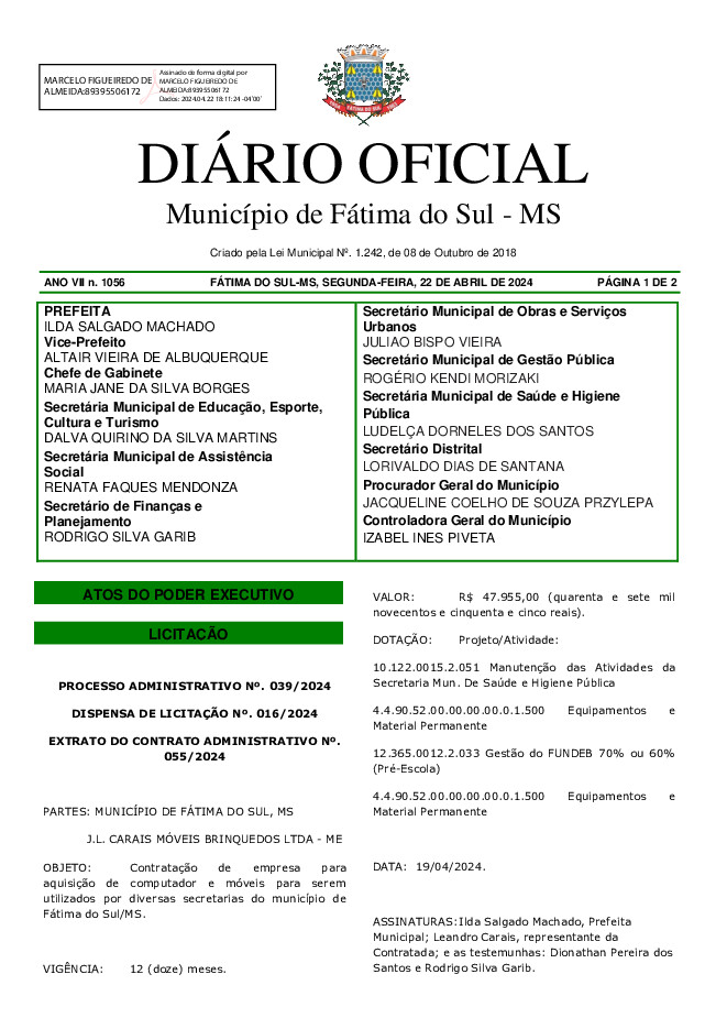 Diário Oficial - Edição nº 1056