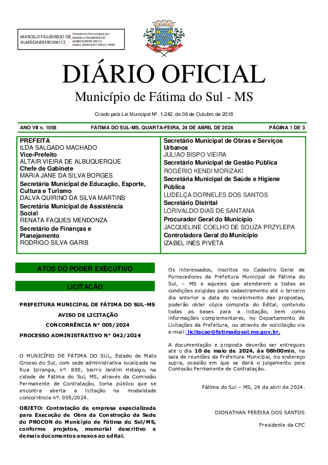 Diário Oficial - Edição nº 1058