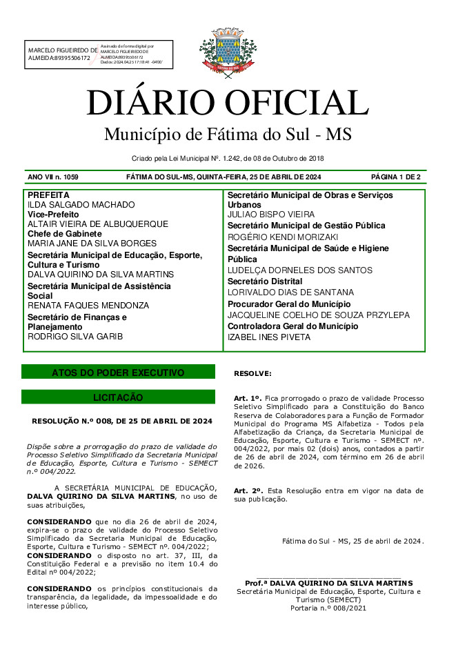 Diário Oficial - Edição nº 1059