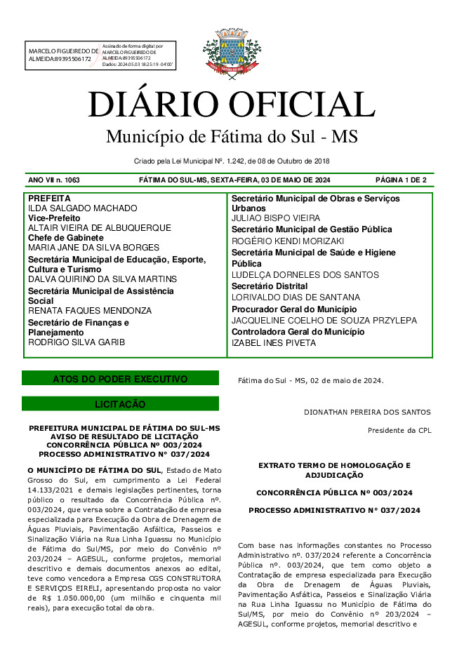 Diário Oficial - Edição nº 1063