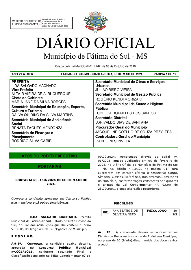 Diário Oficial - Edição nº 1066