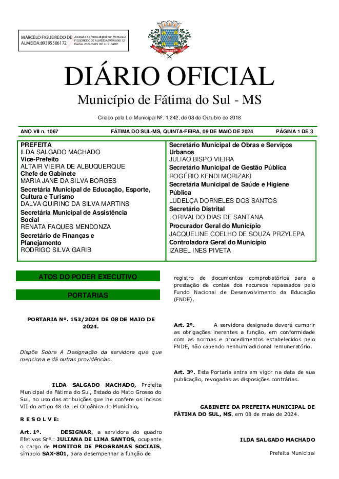 Diário Oficial - Edição nº 1067