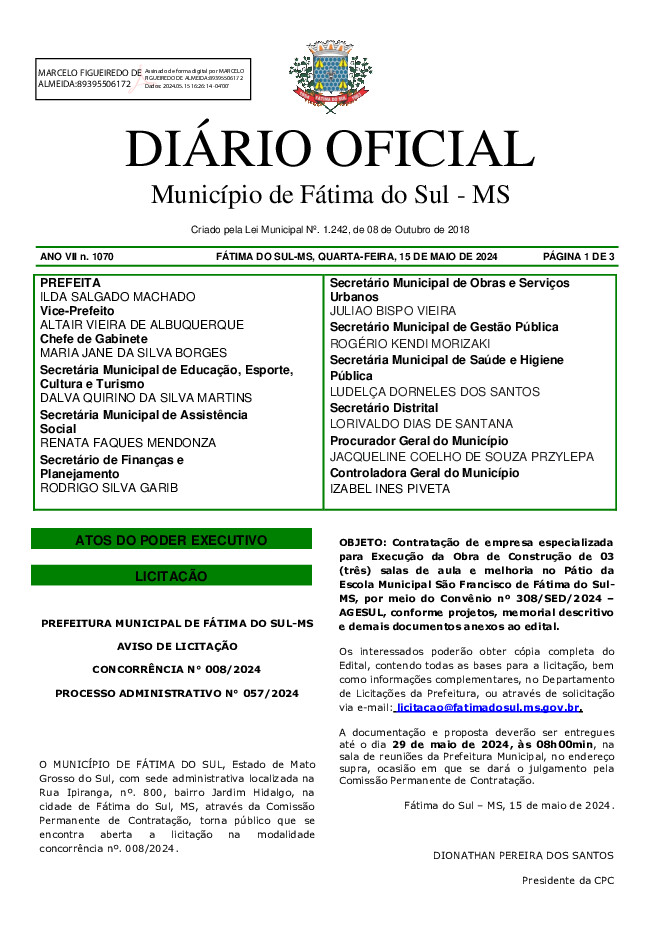 Diário Oficial - Edição nº 1070