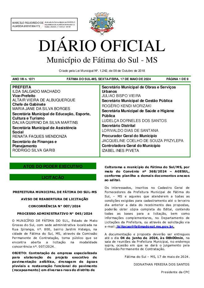 Diário Oficial - Edição nº 1071