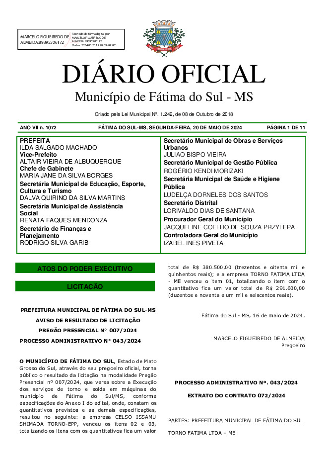 Diário Oficial - Edição nº 1072