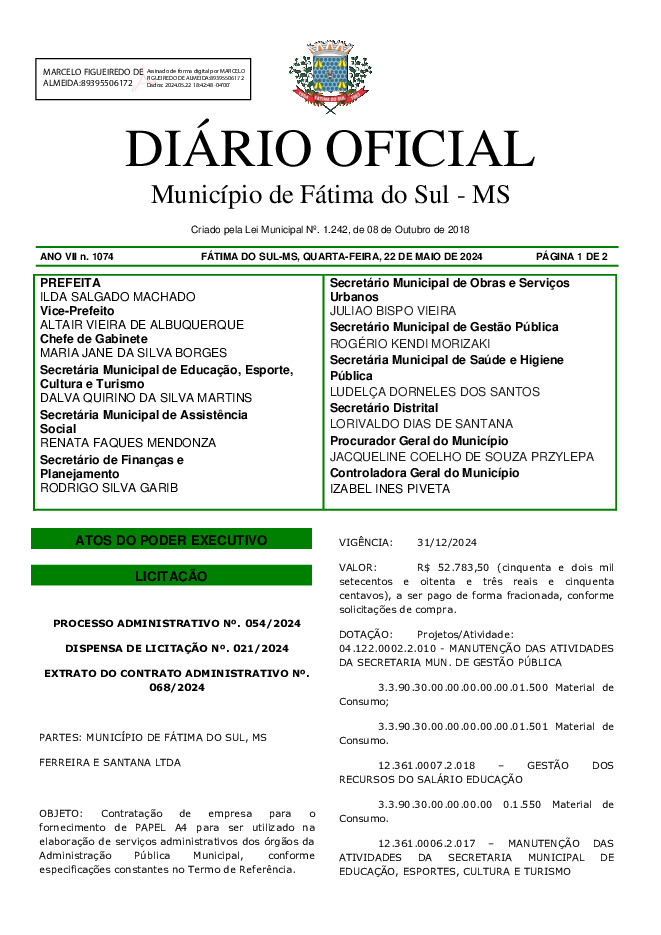 Diário Oficial - Edição nº 1074