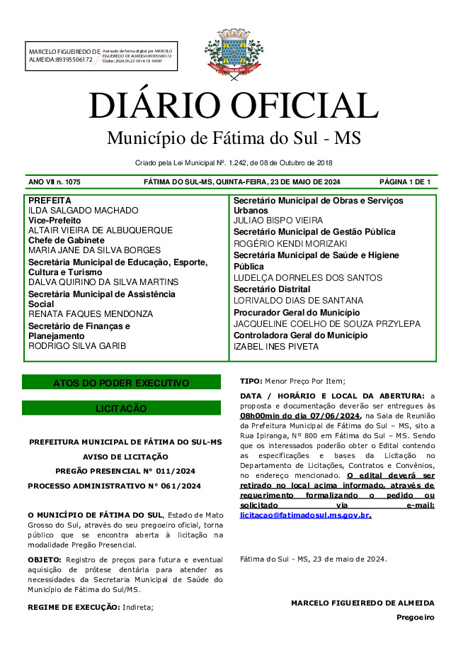 Diário Oficial - Edição nº 1075