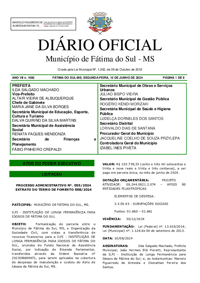 Diário Oficial - Edição nº 1085