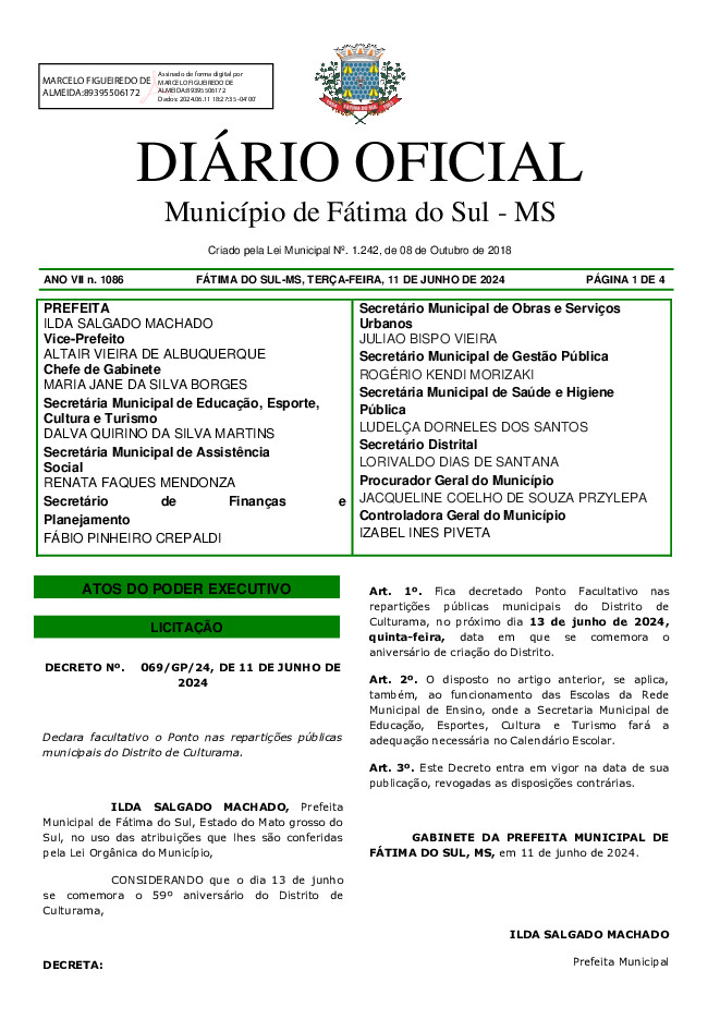 Diário Oficial - Edição nº 1086