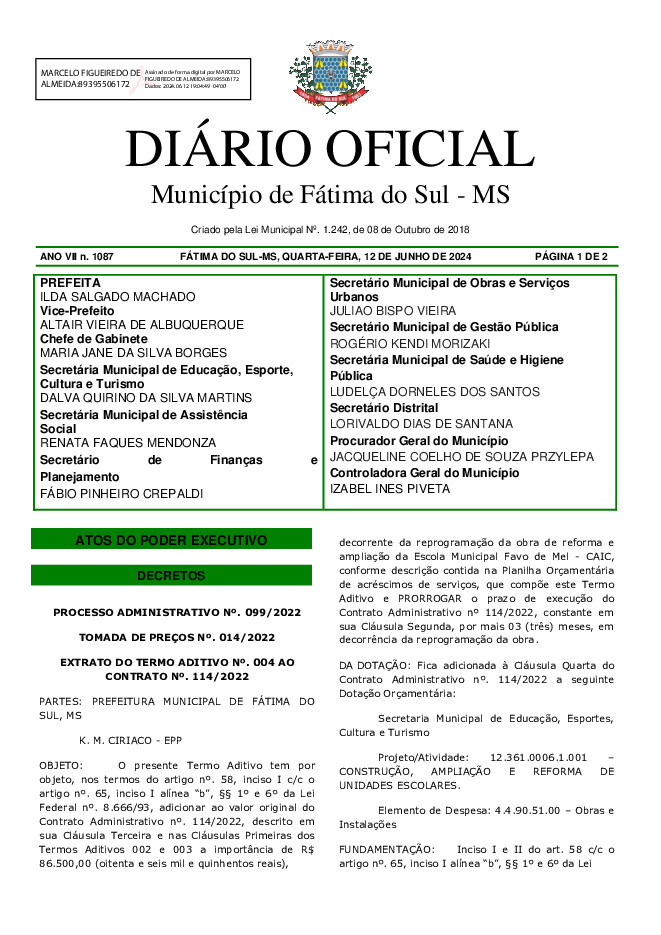 Diário Oficial - Edição nº 1087