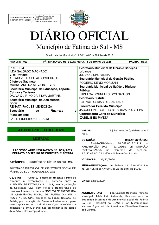 Diário Oficial - Edição nº 1089