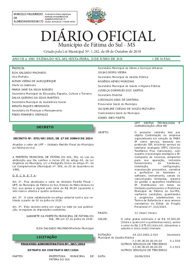 Diário Oficial - Edição nº 1095