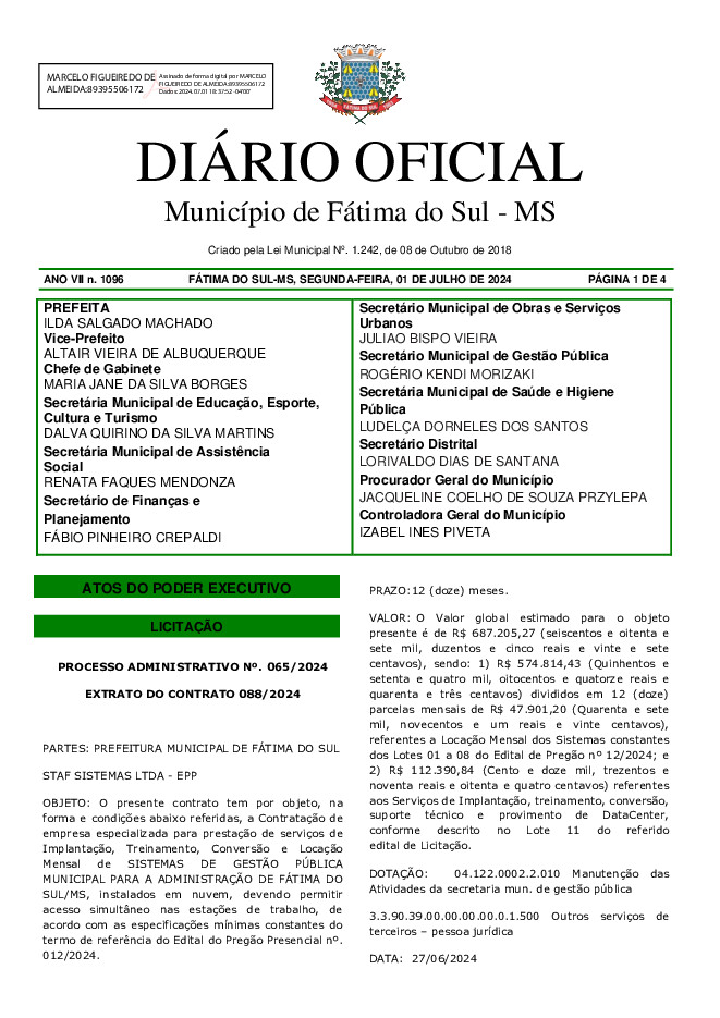 Diário Oficial - Edição nº 1096