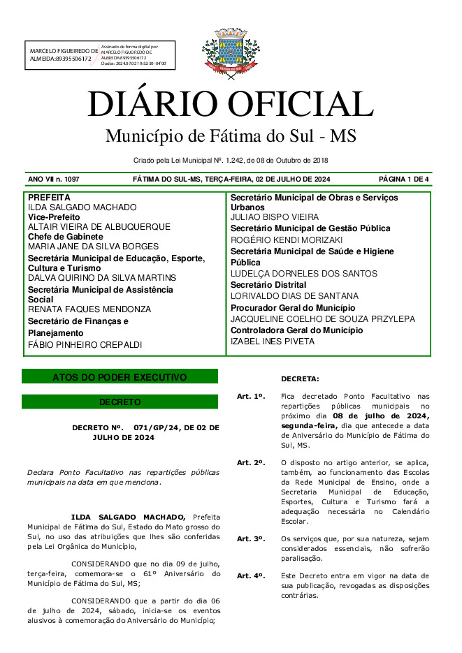 Diário Oficial - Edição nº 1097