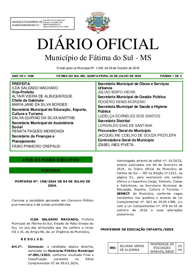 Diário Oficial - Edição nº 1098