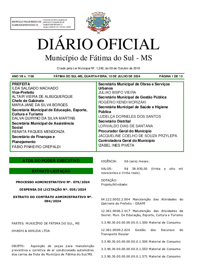 Diário Oficial - Edição nº 1100