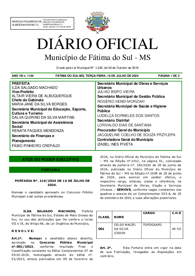 Diário Oficial - Edição nº 1104