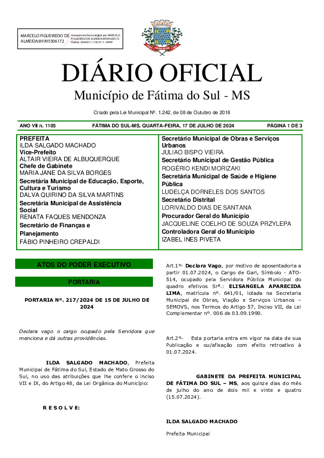 Diário Oficial - Edição nº 1105