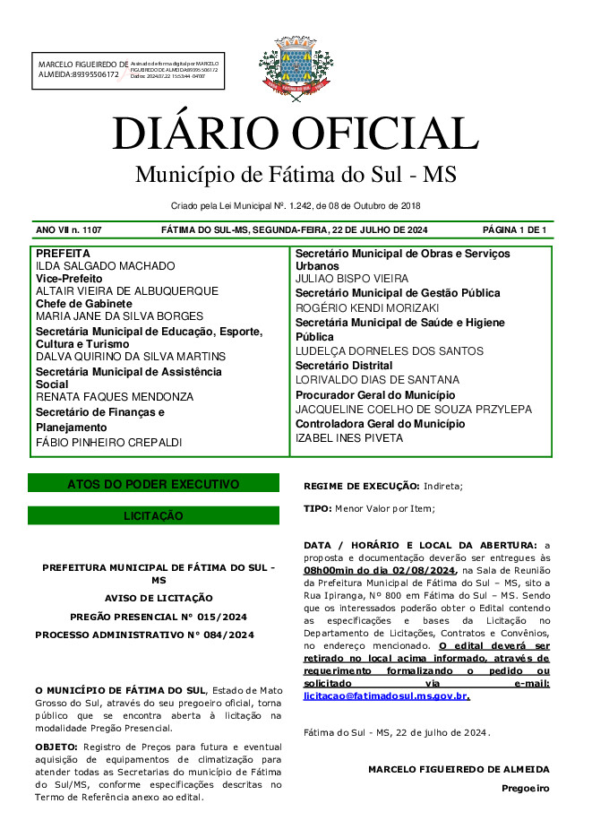 Diário Oficial - Edição nº 1107