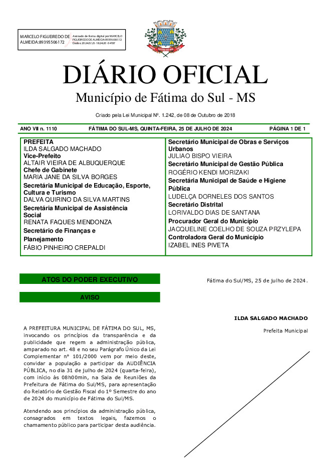 Diário Oficial - Edição nº 1110