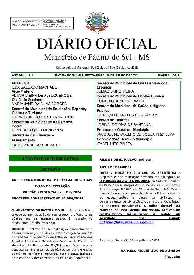 Diário Oficial - Edição nº 1111