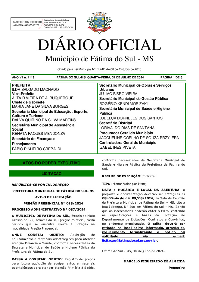 Diário Oficial - Edição nº 1113