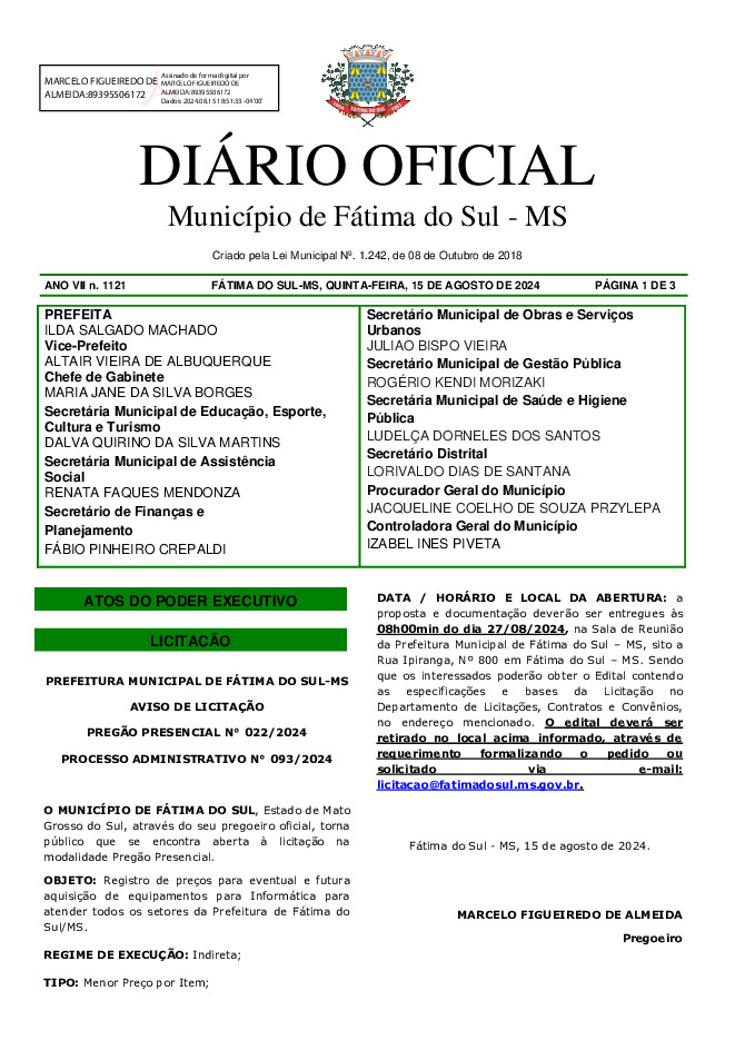 Diário Oficial - Edição nº 1121