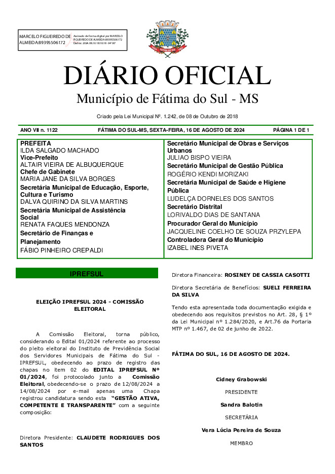 Diário Oficial - Edição nº 1122