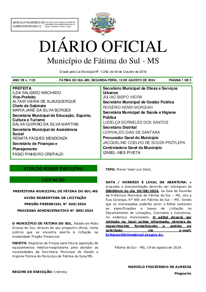 Diário Oficial - Edição nº 1123