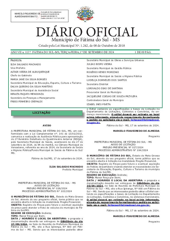 Diário Oficial - Edição nº 1137