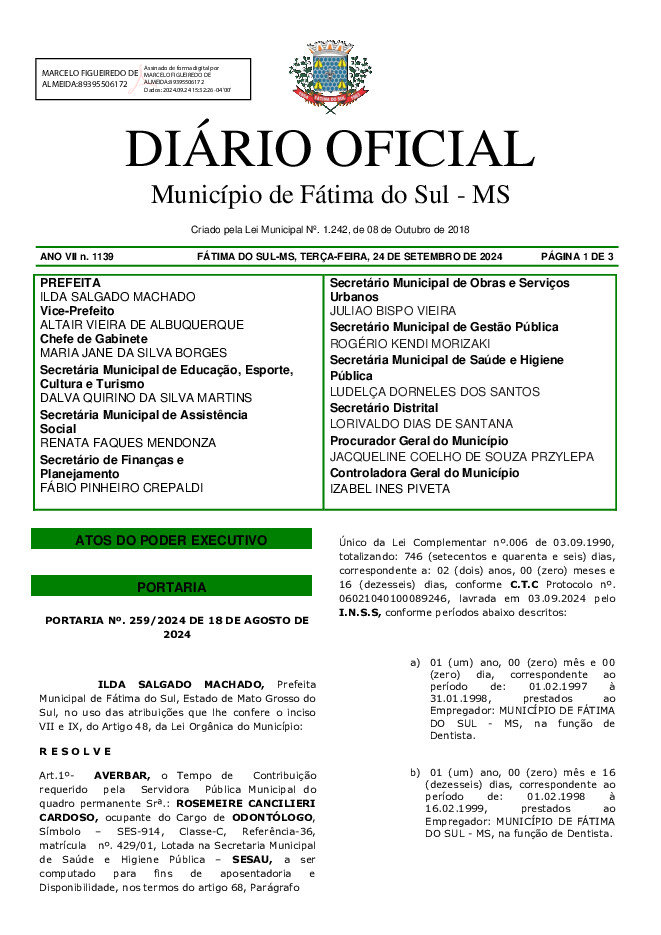 Diário Oficial - Edição nº 1139