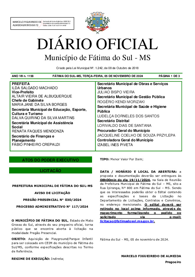 Diário Oficial - Edição nº 1158