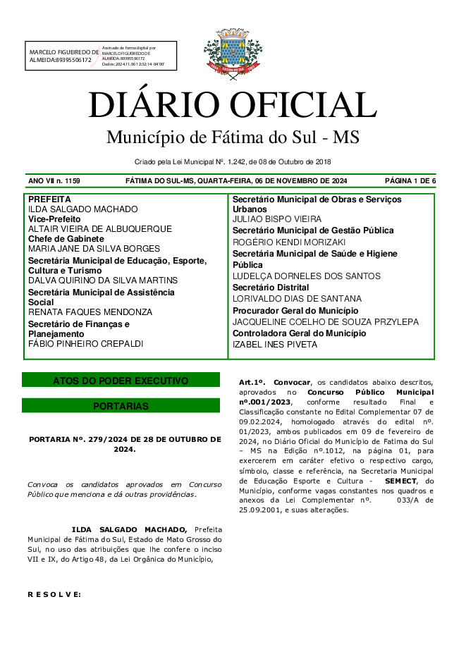 Diário Oficial - Edição nº 1159