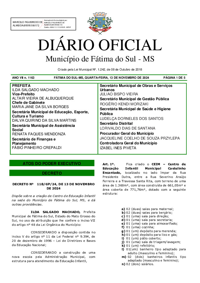 Diário Oficial - Edição nº 1163