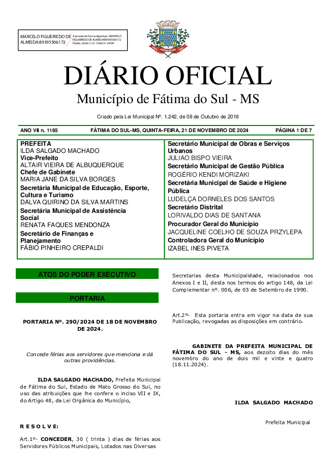 Diário Oficial - Edição nº 1165